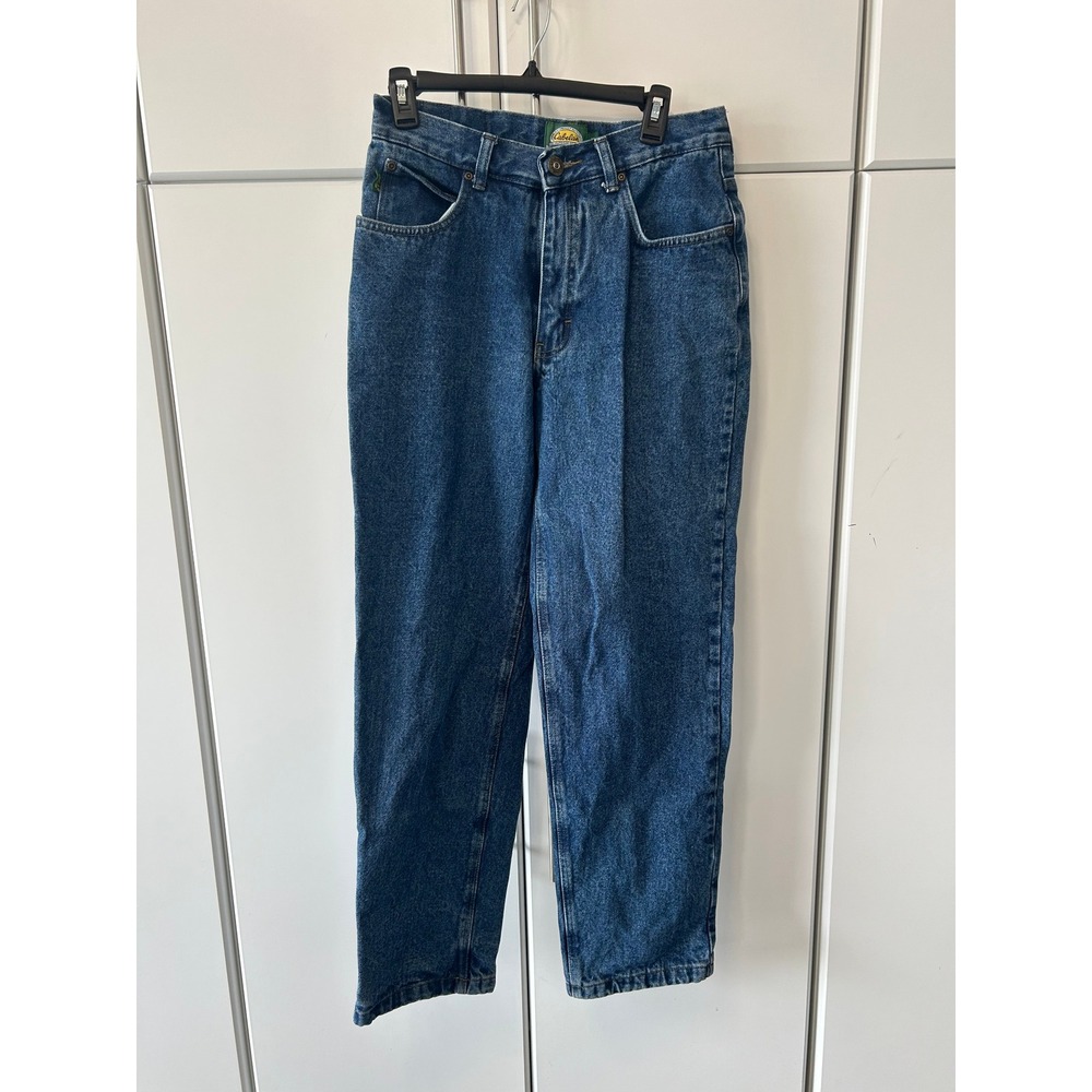 Cabelas Mens Flannel Lined Denim Jeans Blue Plaid Lined Workwear 30x32